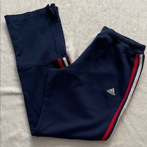 adidas Navy Joggers with Red & White Side Stripes